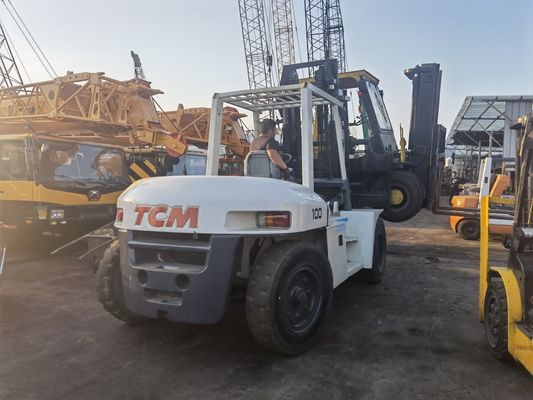10 toneladas de empilhadeira de 3 m Empilhadeira usada TCM FD100 com motor diesel e comprimento de envelhecimento de rotina