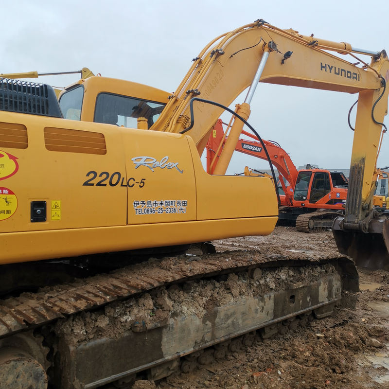 22000 KG Hyundai 220 220-5 de segunda mão Excavadora hidráulica 22 toneladas Peso operacional
