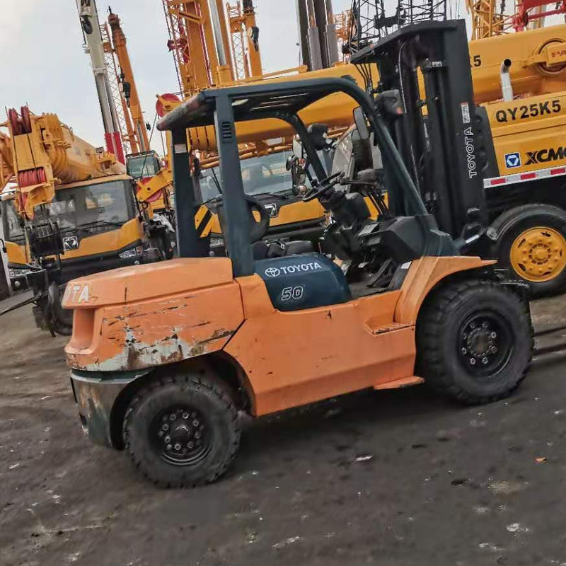 Repintura original Toyota Japão 5 toneladas 7F50 empilhadeira hidráulica com roteiro de comprimento do garfo